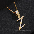 Shangjie OEM Kalung Hip Hop Collier bon marché personnalisé Zircon India Letter Pendant Collier Gold plaqué Initial Collier